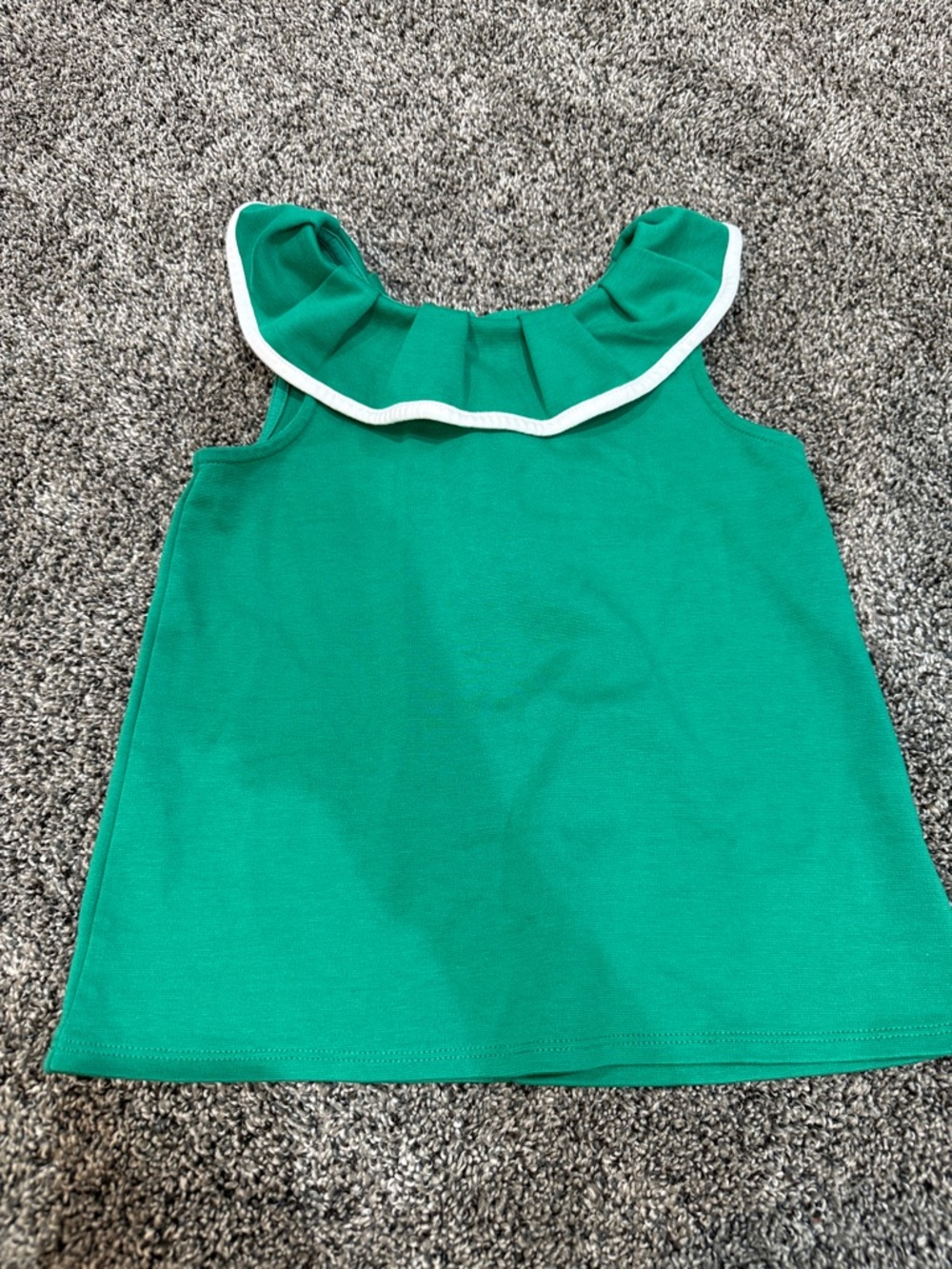 Janie and Jack Emerald Green Ruffle Collar Tank Top with White Trim. Like New